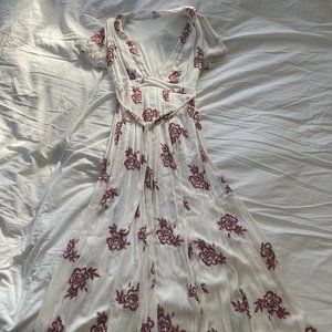 White and White Floral Maxi Dress